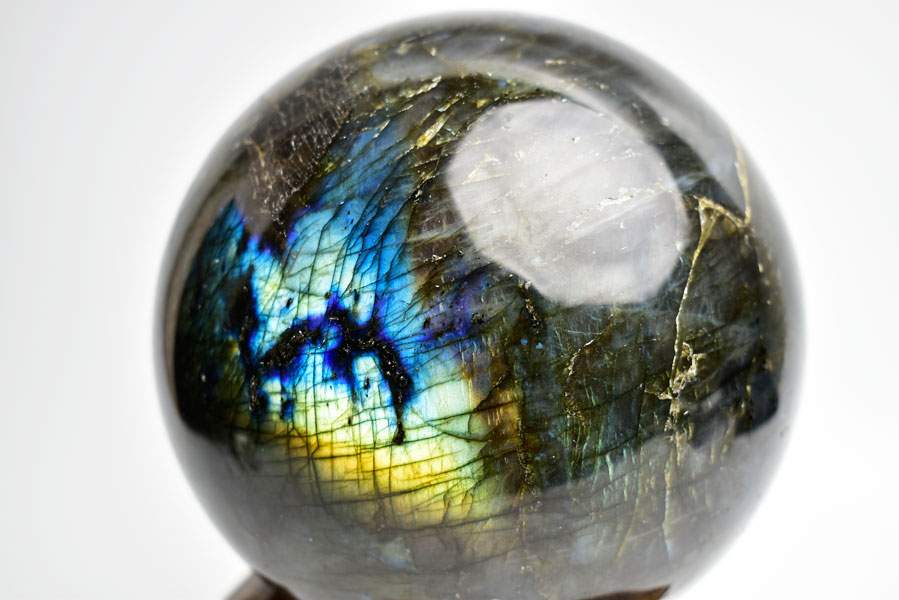 天然石 ＊ 丸玉 ラブラドライト お守り 置物 約97mm