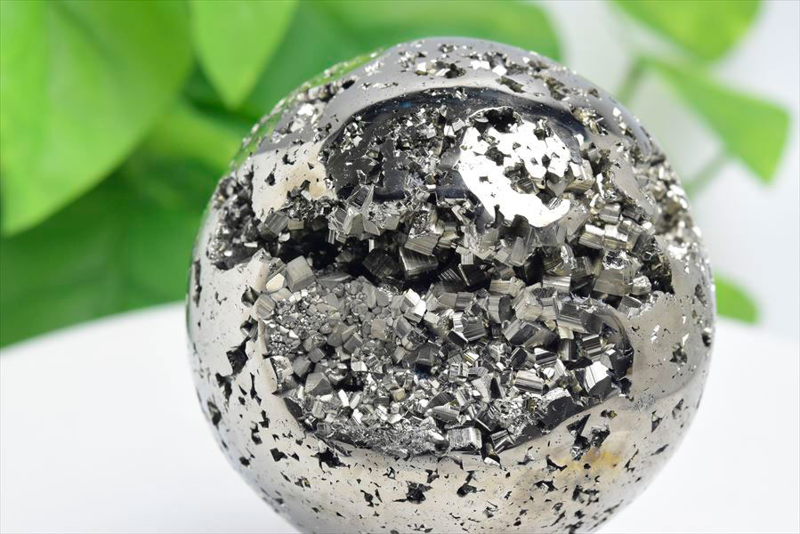 ペルー産　ワンサラ　パイライト　原石　クラスター　丸玉　置物　黄鉄鉱　Huanzala Pyrite　天然石　パワーストーン