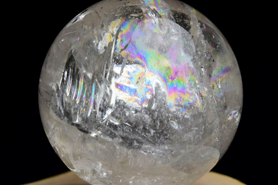 天然水晶 丸玉 置物 クリスタル 虹入り インテリア ブラジル パワーストーン
