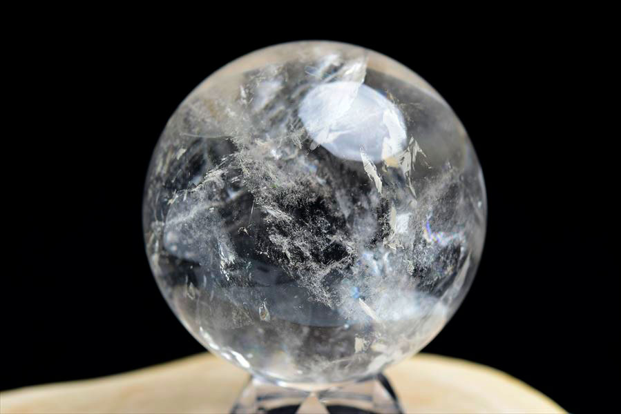天然水晶 丸玉 置物 クリスタル 虹入り インテリア ブラジル パワーストーン