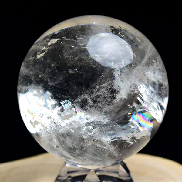 天然水晶 丸玉 置物 クリスタル 虹入り インテリア ブラジル パワーストーン
