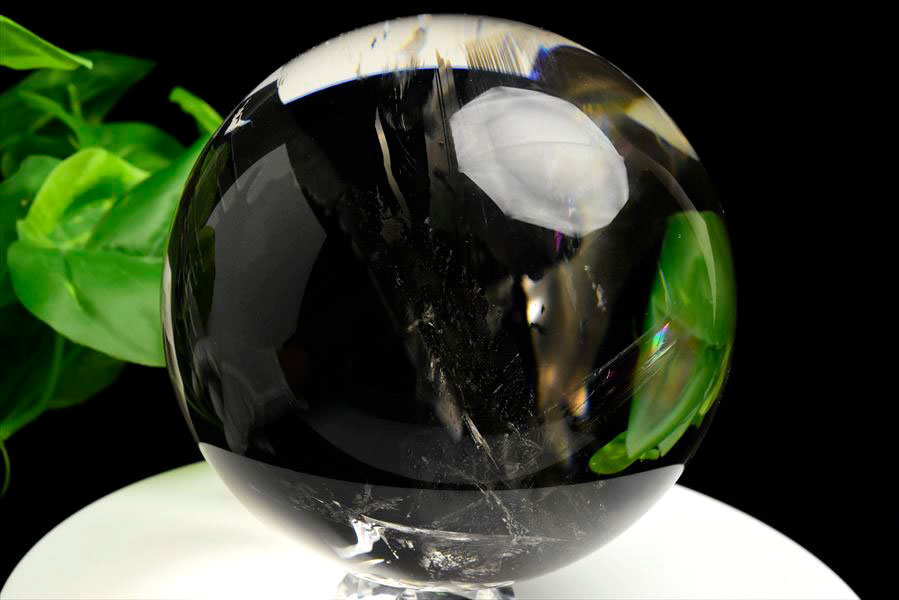 天然水晶 丸玉 置物 クリスタル 虹入り インテリア ブラジル パワーストーン
