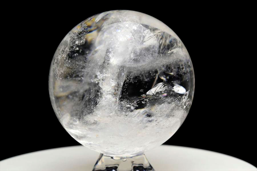 天然水晶 丸玉 置物 クリスタル 虹入り インテリア ブラジル パワーストーン