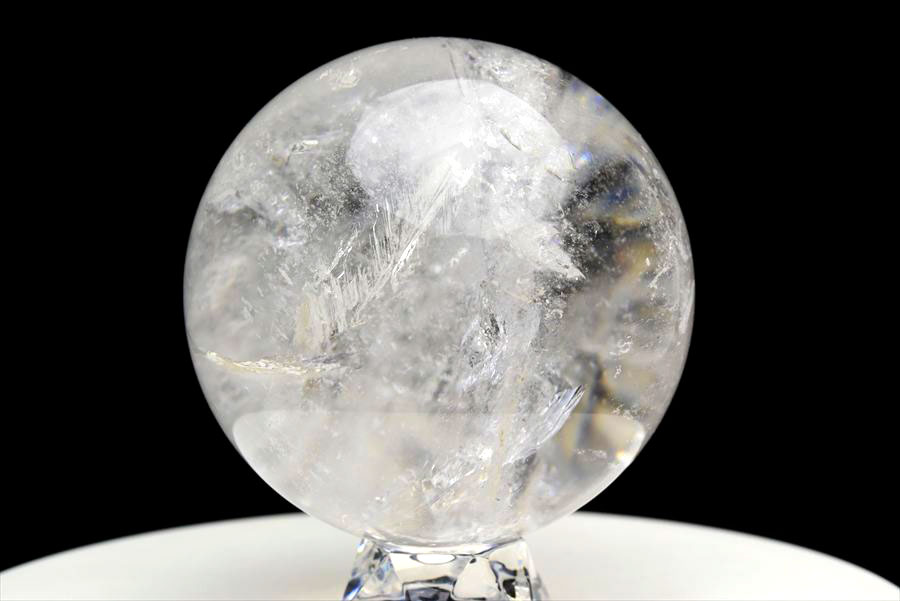 天然水晶 丸玉 置物 クリスタル 虹入り インテリア ブラジル パワーストーン
