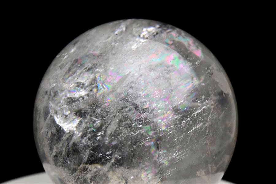 天然水晶 丸玉 置物 クリスタル 虹入り インテリア ブラジル パワーストーン