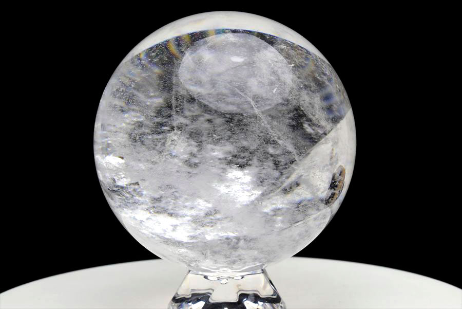 天然水晶 丸玉 置物 クリスタル 虹入り インテリア ブラジル パワーストーン