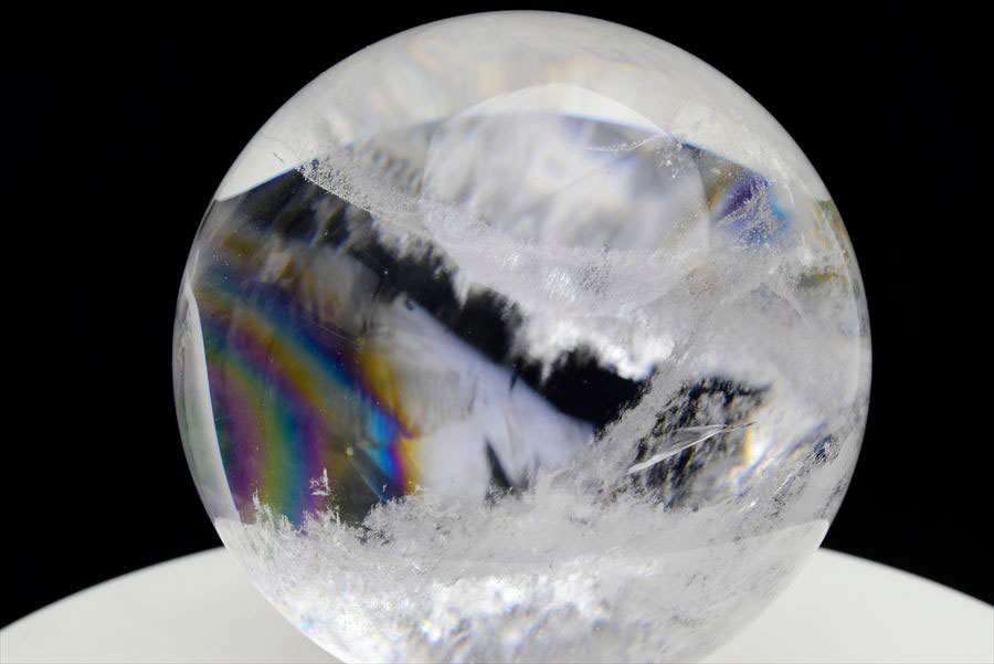 天然水晶 丸玉 置物 クリスタル 虹入り インテリア ブラジル パワーストーン