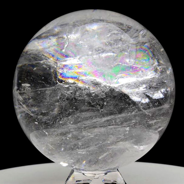 天然水晶 丸玉 置物 クリスタル 虹入り インテリア ブラジル パワーストーン