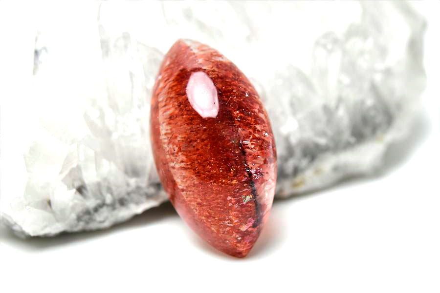 ファイアークォーツ　レピドクロサイトインクォーツ　ストロベリークォーツ　ルース　カボション　天然石　パワーストーン