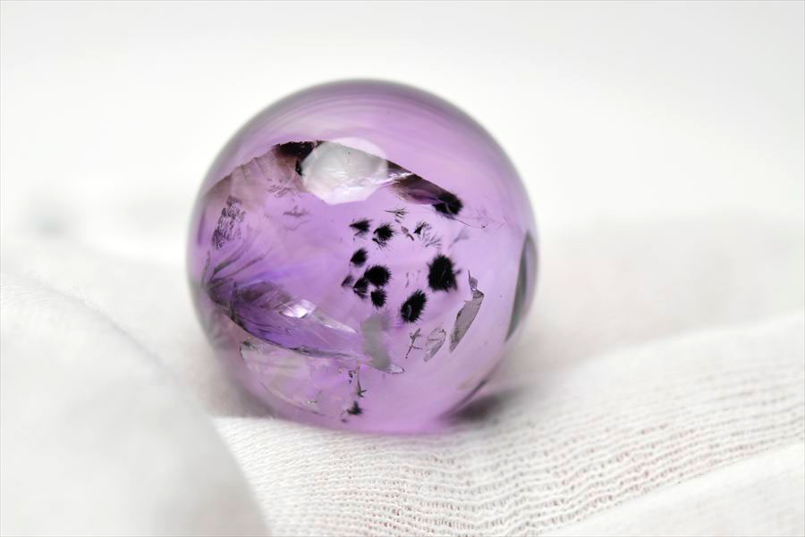 ロマネサイト　アメジスト　ファントム　紫水晶　Romanechite　丸玉　スフィア　天然石　パワーストーン