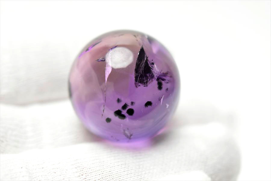 ロマネサイト　アメジスト　ファントム　紫水晶　Romanechite　丸玉　スフィア　天然石　パワーストーン