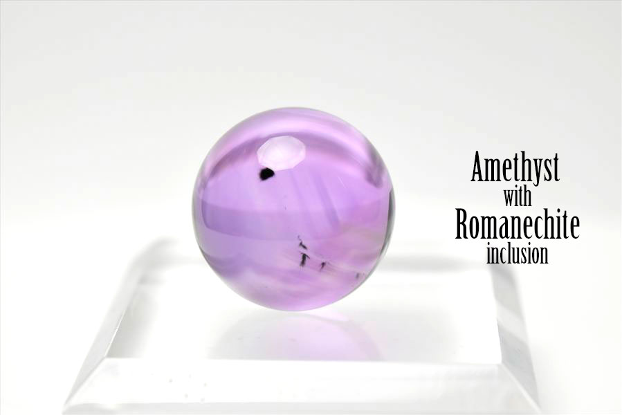 ロマネサイト　アメジスト　ファントム　紫水晶　Romanechite　丸玉　スフィア　天然石　パワーストーン
