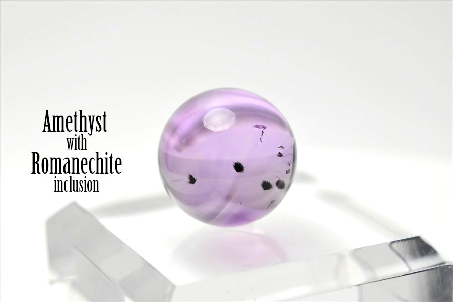 ロマネサイト　アメジスト　ファントム　紫水晶　Romanechite　丸玉　スフィア　天然石　パワーストーン