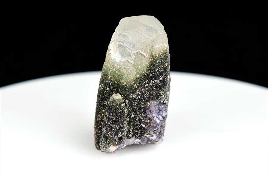 カルサイト 蛍光 ブラックアメジスト calcite covered amethyst アメジストコーティング 方解石 紫水晶 蛍光鉱物 ウルグアイ産