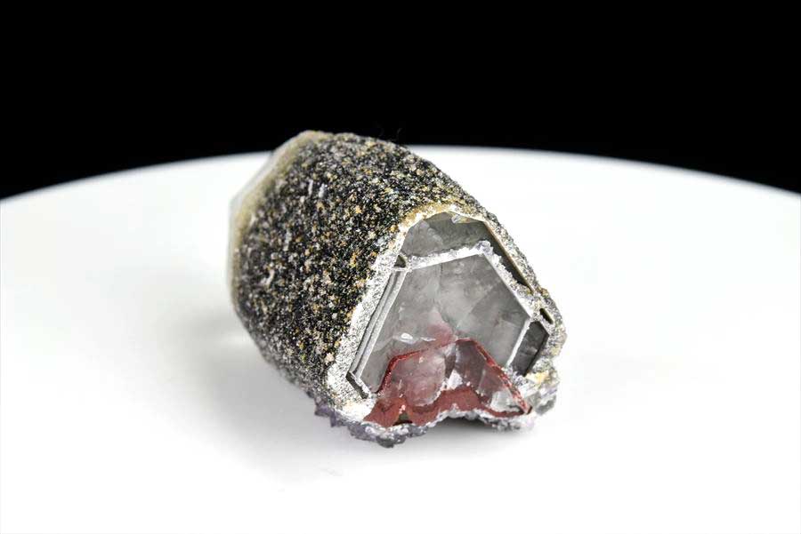 カルサイト 蛍光 ブラックアメジスト calcite covered amethyst アメジストコーティング 方解石 紫水晶 蛍光鉱物 ウルグアイ産