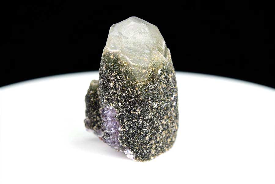 カルサイト 蛍光 ブラックアメジスト calcite covered amethyst アメジストコーティング 方解石 紫水晶 蛍光鉱物 ウルグアイ産