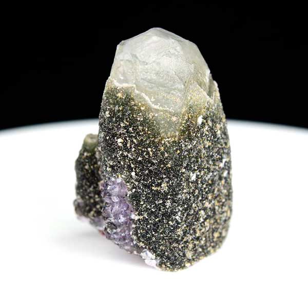 カルサイト 蛍光 ブラックアメジスト calcite covered amethyst アメジストコーティング 方解石 紫水晶 蛍光鉱物 ウルグアイ産