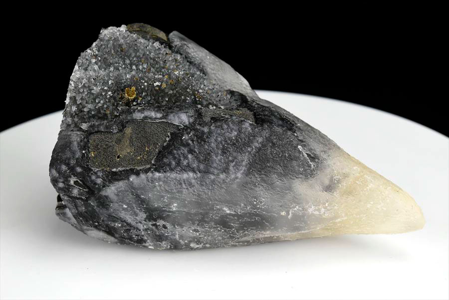 カルサイト 蛍光 ブラックアメジスト calcite covered amethyst アメジストコーティング 方解石 紫水晶 蛍光鉱物 ウルグアイ産