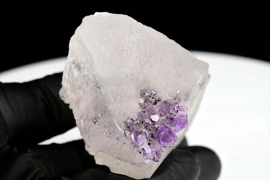 カルサイト 蛍光 アメジスト calcite amethyst ゲーサイト 方解石 紫水晶 蛍光鉱物 ウルグアイ産
