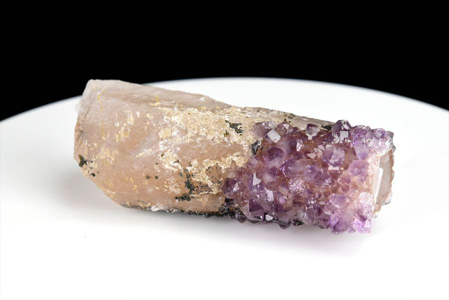 カルサイト 蛍光 ブラックアメジスト calcite covered amethyst アメジストコーティング 方解石 紫水晶 蛍光鉱物 ウルグアイ産