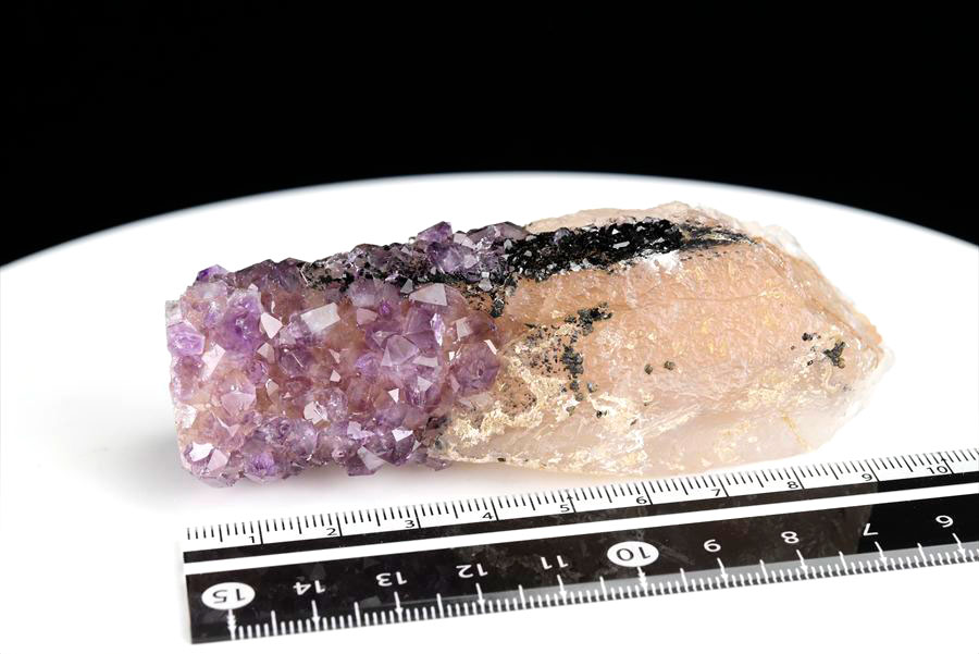カルサイト 蛍光 ブラックアメジスト calcite covered amethyst アメジストコーティング 方解石 紫水晶 蛍光鉱物 ウルグアイ産