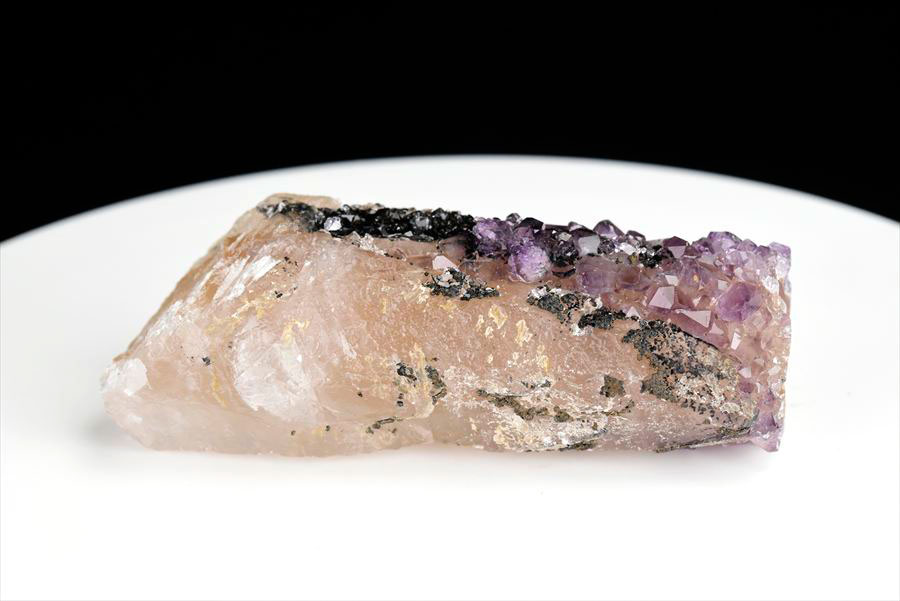 カルサイト 蛍光 ブラックアメジスト calcite covered amethyst アメジストコーティング 方解石 紫水晶 蛍光鉱物 ウルグアイ産