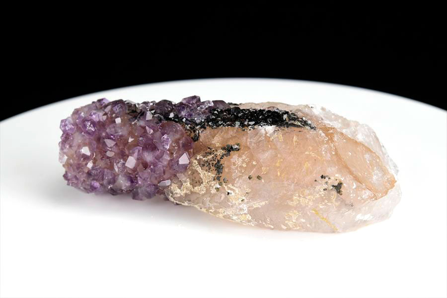 カルサイト 蛍光 ブラックアメジスト calcite covered amethyst アメジストコーティング 方解石 紫水晶 蛍光鉱物 ウルグアイ産