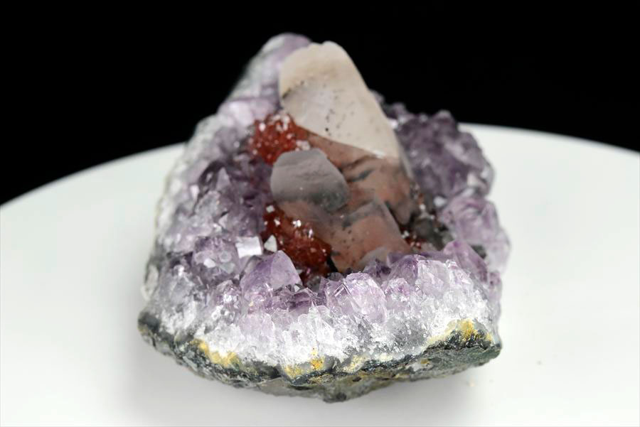 カルサイト 蛍光 ブラックアメジスト calcite covered amethyst アメジストコーティング 方解石 紫水晶 蛍光鉱物 ウルグアイ産