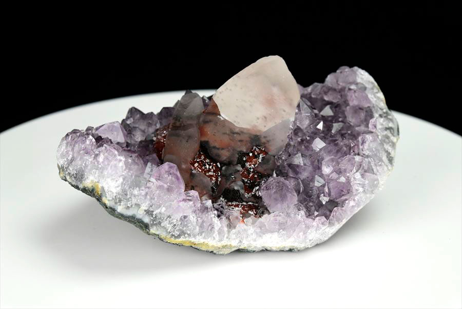 カルサイト 蛍光 ブラックアメジスト calcite covered amethyst アメジストコーティング 方解石 紫水晶 蛍光鉱物 ウルグアイ産