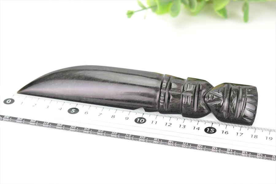 シルバーオブシディアン　黒曜石　置物　インテリア　オブジェ　ナイフ　刀　ハンドメイド　一点物　オブシディアン　天然石　パワーストーン