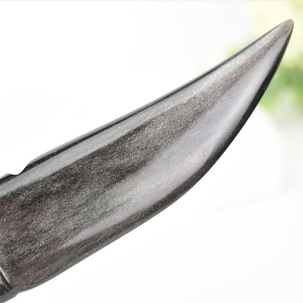シルバーオブシディアン　黒曜石　置物　インテリア　オブジェ　ナイフ　刀　ハンドメイド　一点物　オブシディアン　天然石　パワーストーン