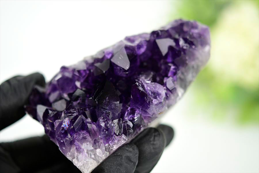 ウルグアイ産 アメジスト 紫水晶 クラスター 原石 置物 カットベース