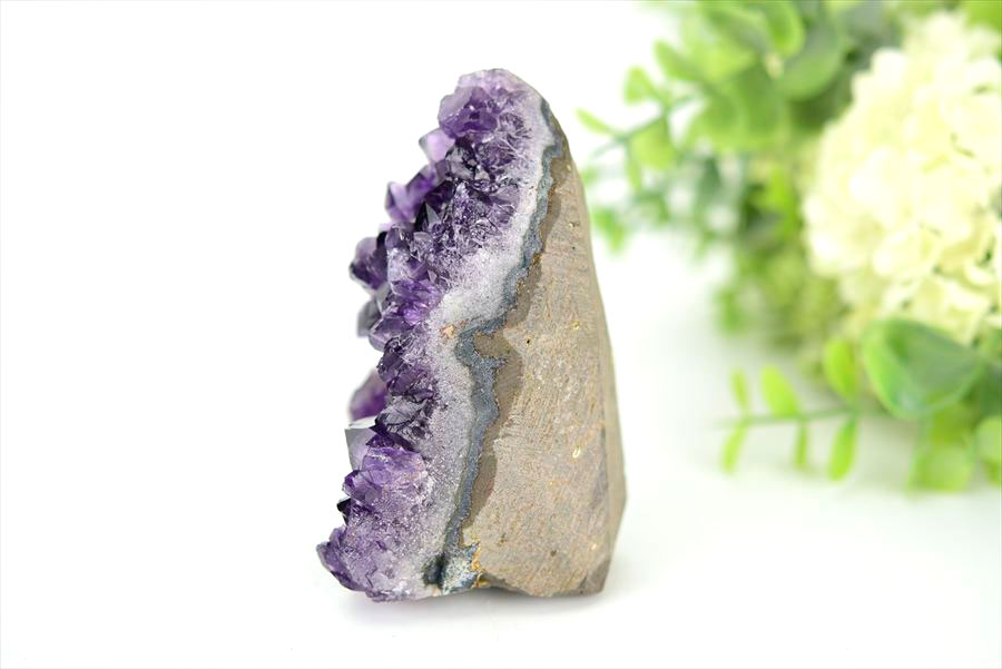 ウルグアイ産 アメジスト 紫水晶 クラスター 原石 置物 カットベース