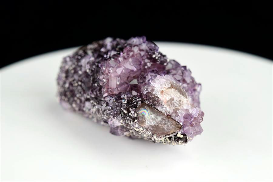 カルサイト 蛍光 ブラックアメジスト calcite covered amethyst アメジストコーティング 方解石 紫水晶 蛍光鉱物 ウルグアイ産