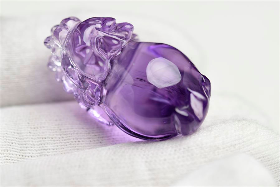 アメジスト　紫水晶　龍亀　ロングイ　風水　置物　天然石　パワーストーン