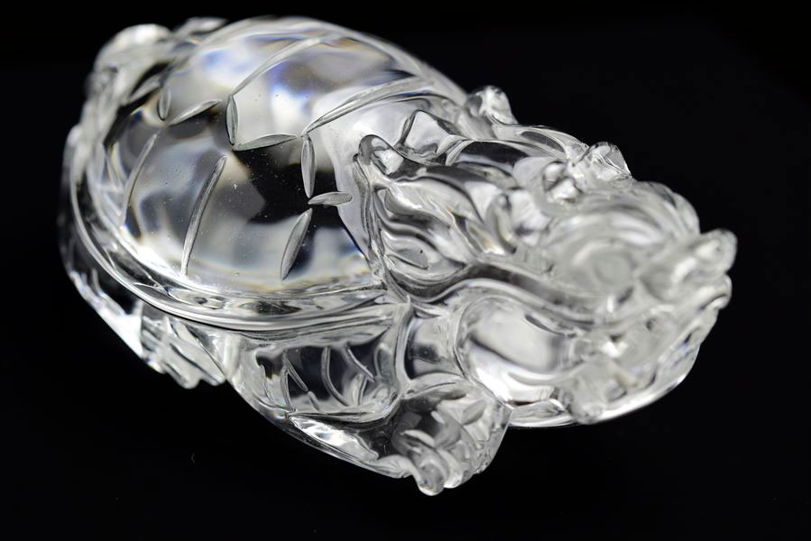 超透明　風水用　ブラジル産天然クリスタル龍亀！！(虹多い)ロングイ　風水 置き 超透明風水用ブラジル産天然クリスタル龍亀！！(虹多い)ロングイ