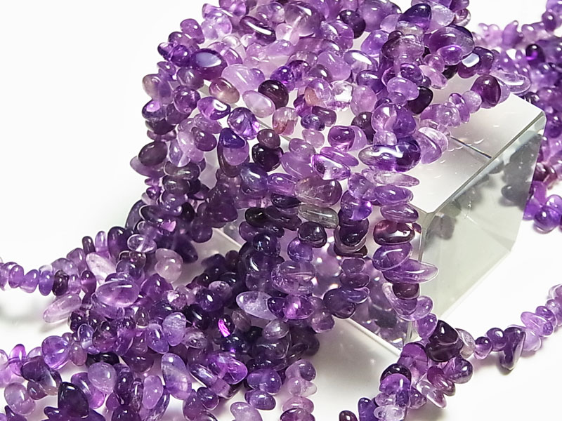 アメジスト　紫水晶　さざれ連　連販売　ビーズ　ブレスレット　ネックレス　天然石　パワーストーン
