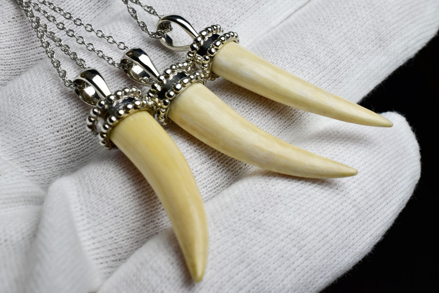 マンモスの牙　化石　manmoth ivory　ペンダント　マンモスアイボリー　シルバーアクセサリー　ペア　ネックレス