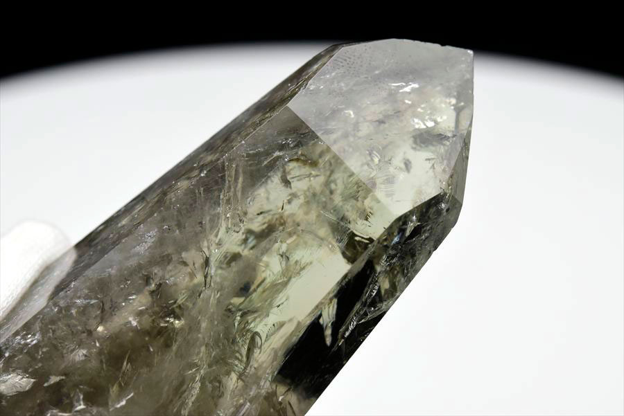 プラシオライト ポイント 六角柱 置物｜グリーンアメジスト｜プラジオ