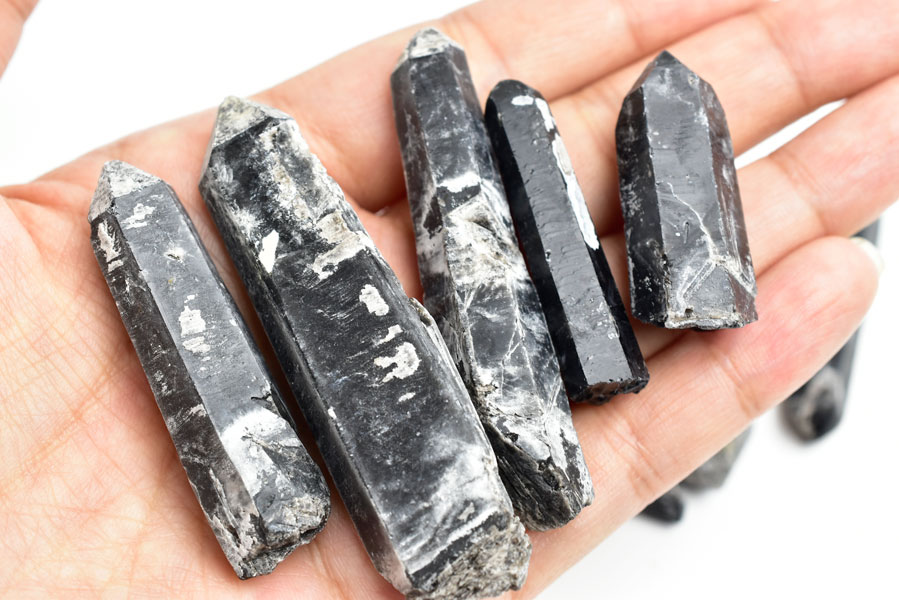 黒水晶　モリオン　内モンゴル産　結晶　原石　ポイント　シンギングクリスタル　レーザー　天然石　パワーストーン